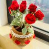 Handmade Crocheted Rose Bouquet Decoration